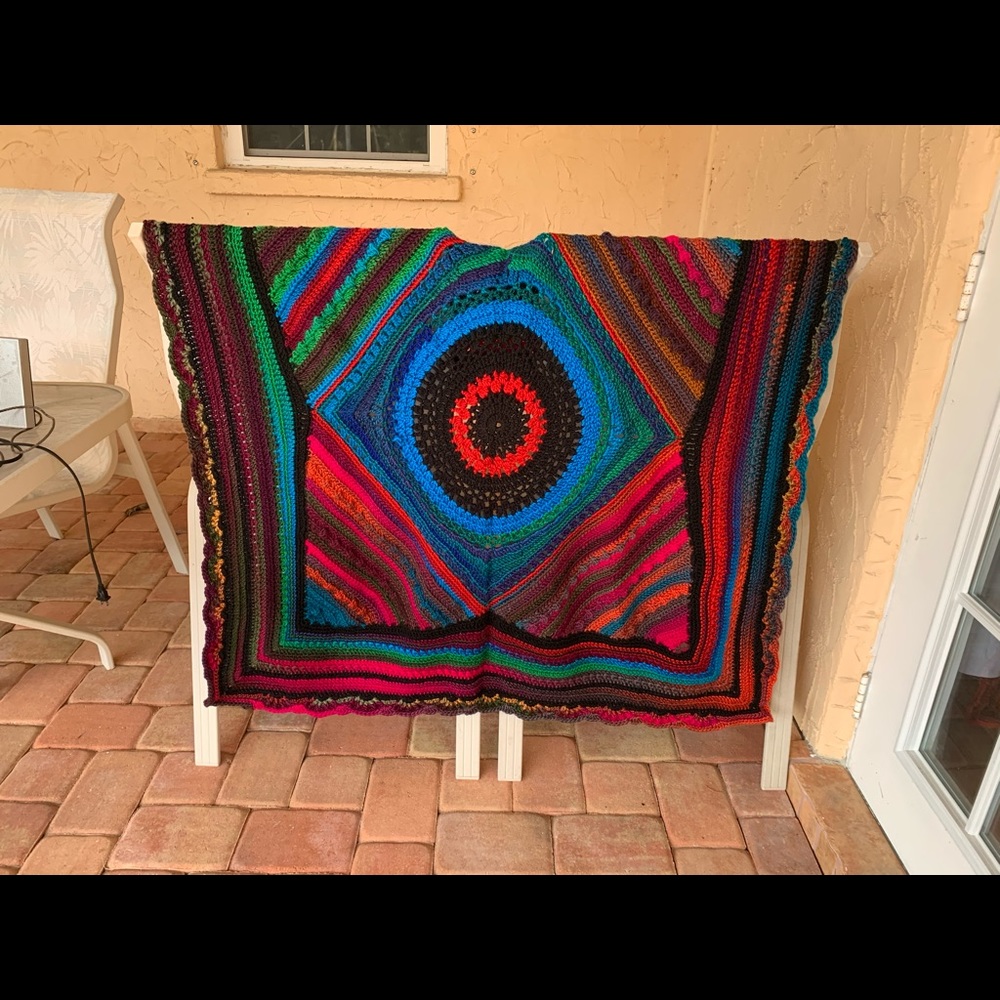 Mandala hand crocheted throw. Never used